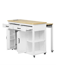 Streamdale Furniture 47'' Kitchen Island with Extendable Dining Table Storage and Power Outlet