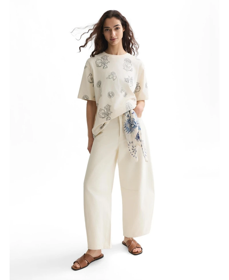 Scotch & Soda Women's Scotch and Soda Embroidered Loose-Fit T-Shirt