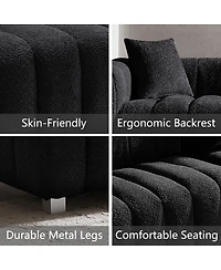 Streamdale Furniture Premium Velvet 3-Seater Sofa with Metal Legs and 2 Pillows