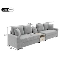 Streamdale Furniture Modern 127.9'' Modular Sofa with Storage Armrest and Console