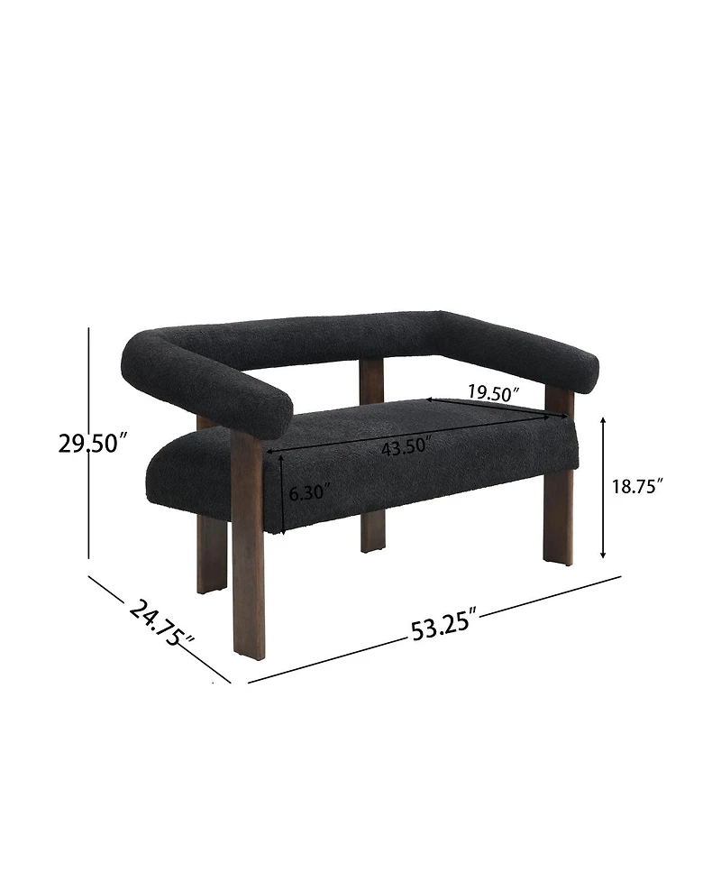 Streamdale Furniture Modern Curved Boucle Loveseat with Ergonomic Backrest and Rubberwood Legs