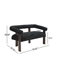Streamdale Furniture Modern Curved Boucle Loveseat with Ergonomic Backrest and Rubberwood Legs
