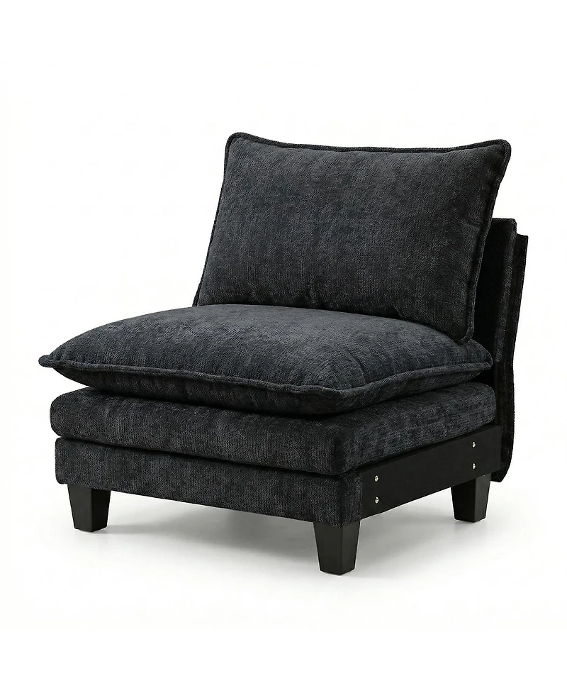 Streamdale Furniture Modern Chenille 3-Seat Sofa with Ottoman Usb Ports and Side Pockets