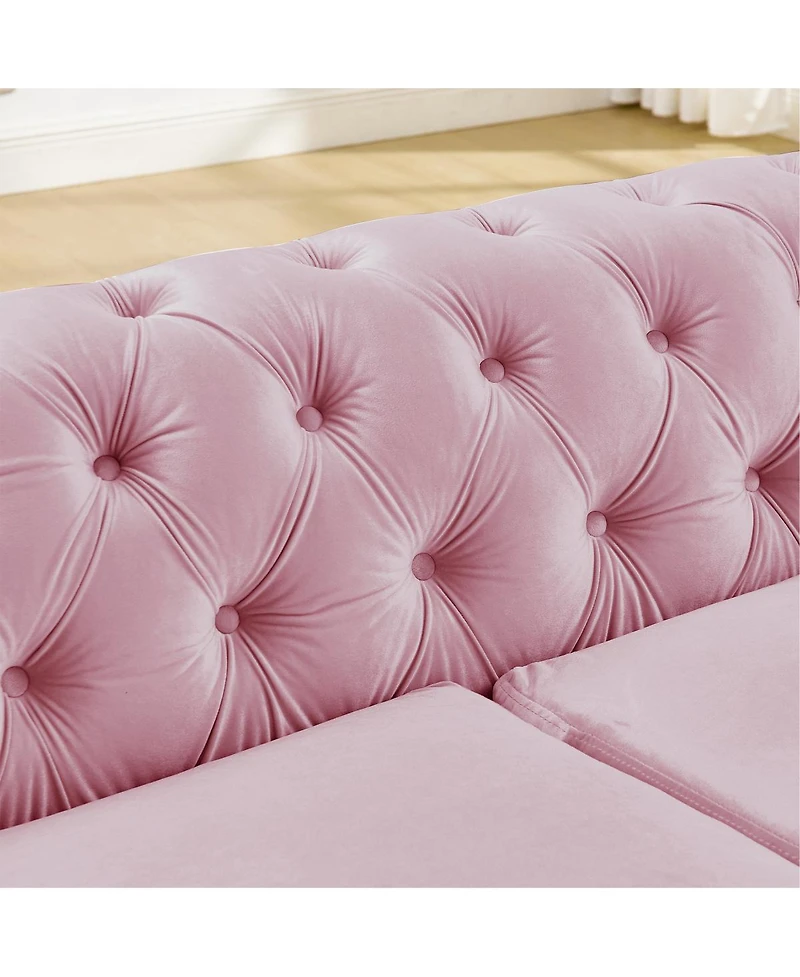 Streamdale Furniture 2-Piece and Velvet Chesterfield Sofa Set with 4 Pillows