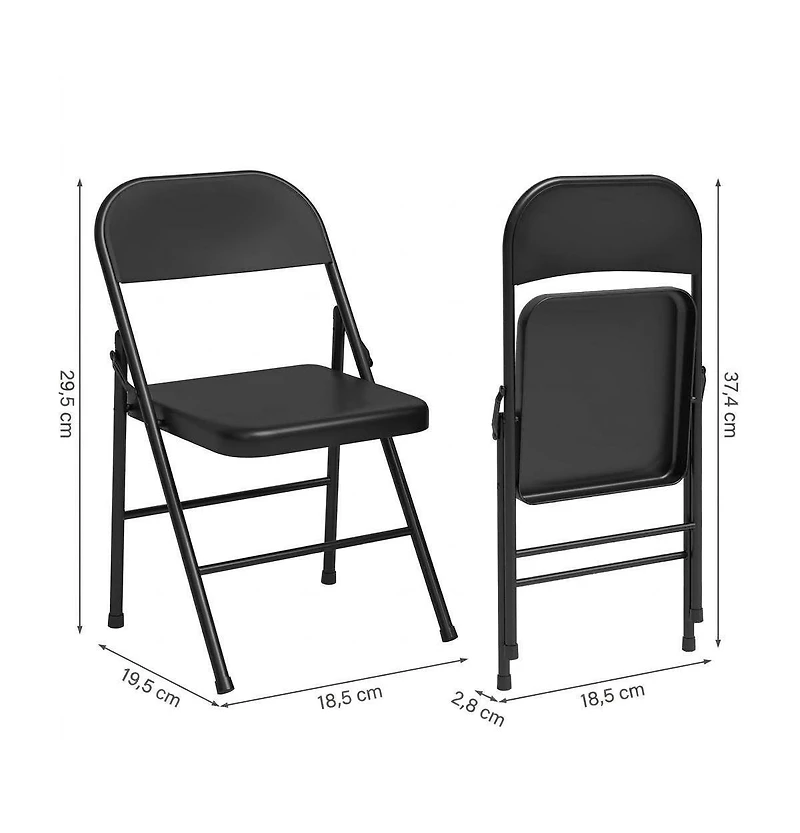 homfan 8-Pack Steel Folding Chairs with Backrest - Heavy Duty Metal Foldable Chairs Hold 350 lbs, Black for Indoor and Outdoor Events