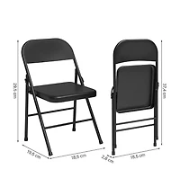 homfan 8-Pack Steel Folding Chairs with Backrest - Heavy Duty Metal Foldable Chairs Hold 350 lbs, Black for Indoor and Outdoor Events