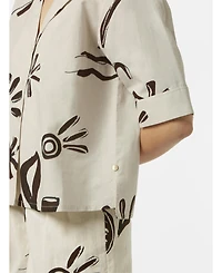 Scotch & Soda Women's Cotton Linen Printed Short Sleeve Top