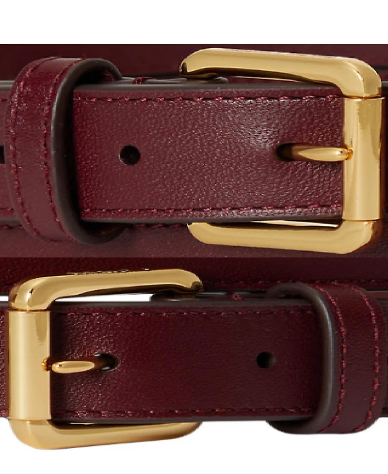 Lauren Ralph Leather Double Buckle Stacked Wide Belt