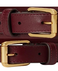 Lauren Ralph Leather Double Buckle Stacked Wide Belt