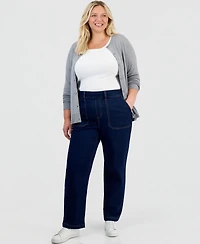 Style & Co Plus High-Rise Pull-On Utility Jeans, Macy's Exclusive