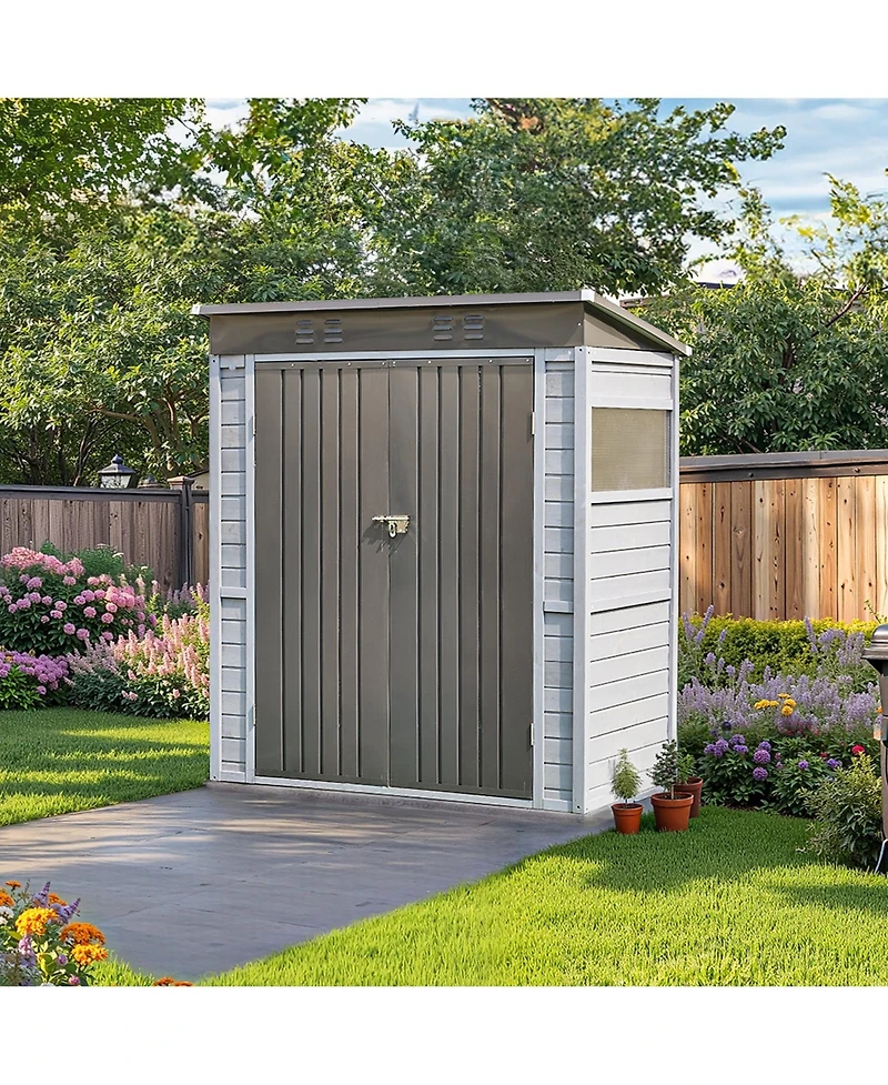 Clihome Iron-Wood Outdoor Tool Shed Waterproof Storage Shed