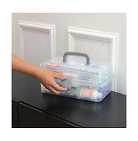 Xdovet 2-Tier Plastic Organizer Box with Handle