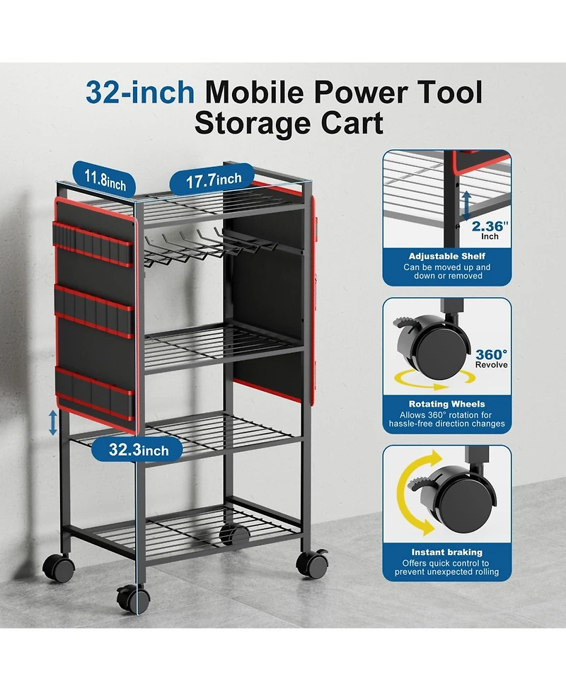 Xdovet Tool Organizer Cart Rolling Storage Rack Garage Workshop Holder