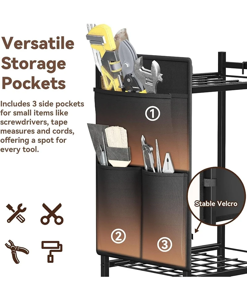 Xdovet Garden Tool Organizer Rolling Cart Tower Rack