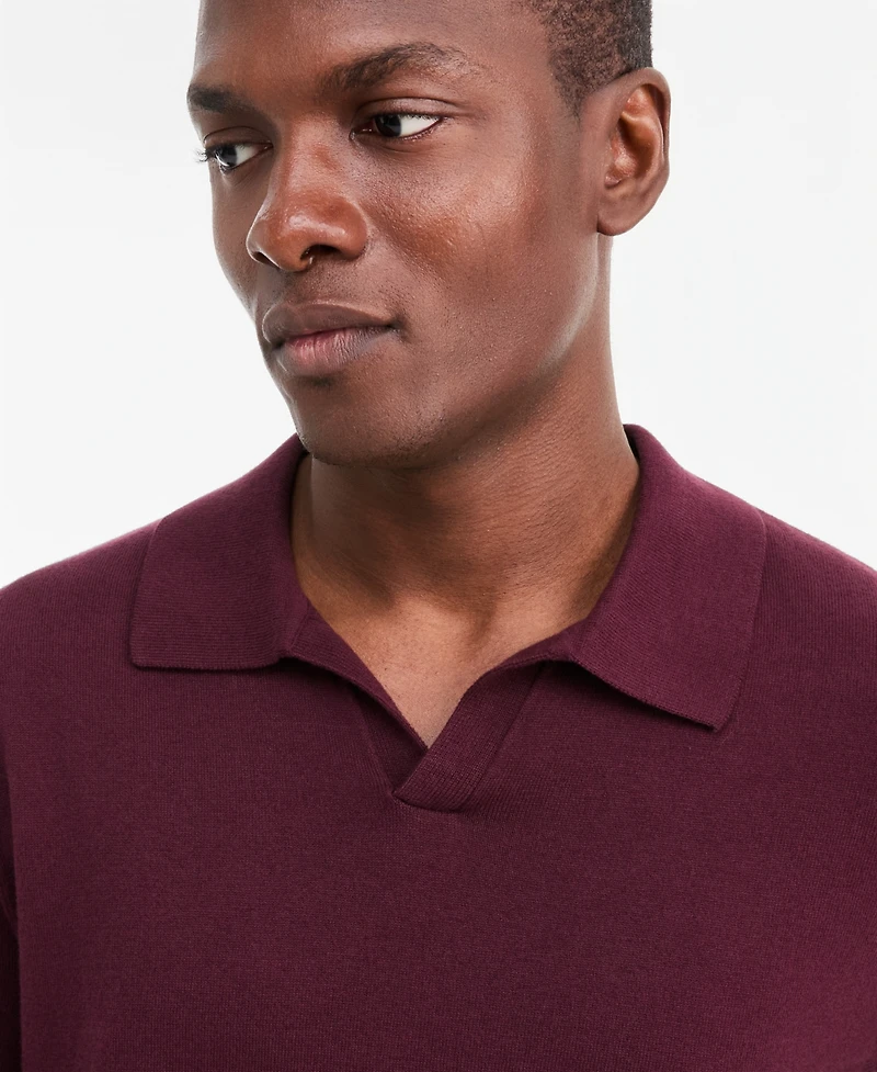 Alfani Men's Cotton-Blend Johnny-Collar Polo Sweater, Macy's Exclusive