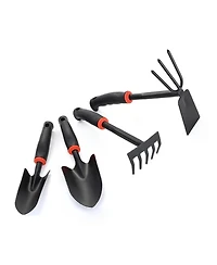 Xdovet Garden Tool Set 4 Pieces Shovels Rake Cultivator Rust-resistant Iron Rubber Grip