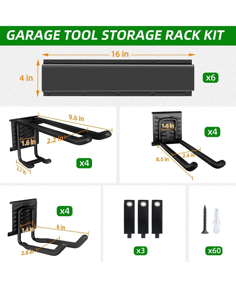 Xdovet Garden Tool Organizer Wall Mount with Hooks Straps Holder