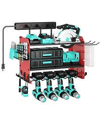 Xdovet Power Tool Organizer Wall Mount Charging Station Metal Rack Drill Holder Hook Bit Garage Workshop