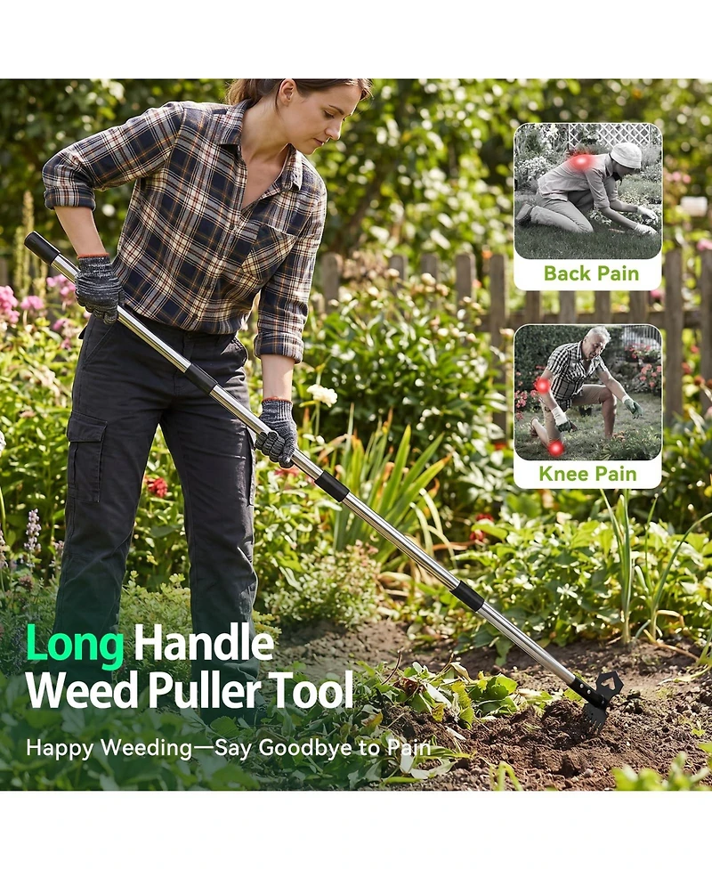Xdovet Weed Puller Long Handle Steel Garden Tool