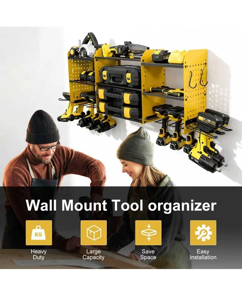 Xdovet Power Tool Organizer Wall Mount Charging Station Drill Holder 8 Outlet Gift Men