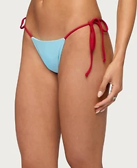 Edikted Women's Leni Contrast String Bikini Bottom