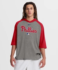 Nike Men's Red Philadelphia Phillies Authentic Collection Flux Dri-fit Raglan 3/4-Sleeve Hooded T-Shirt