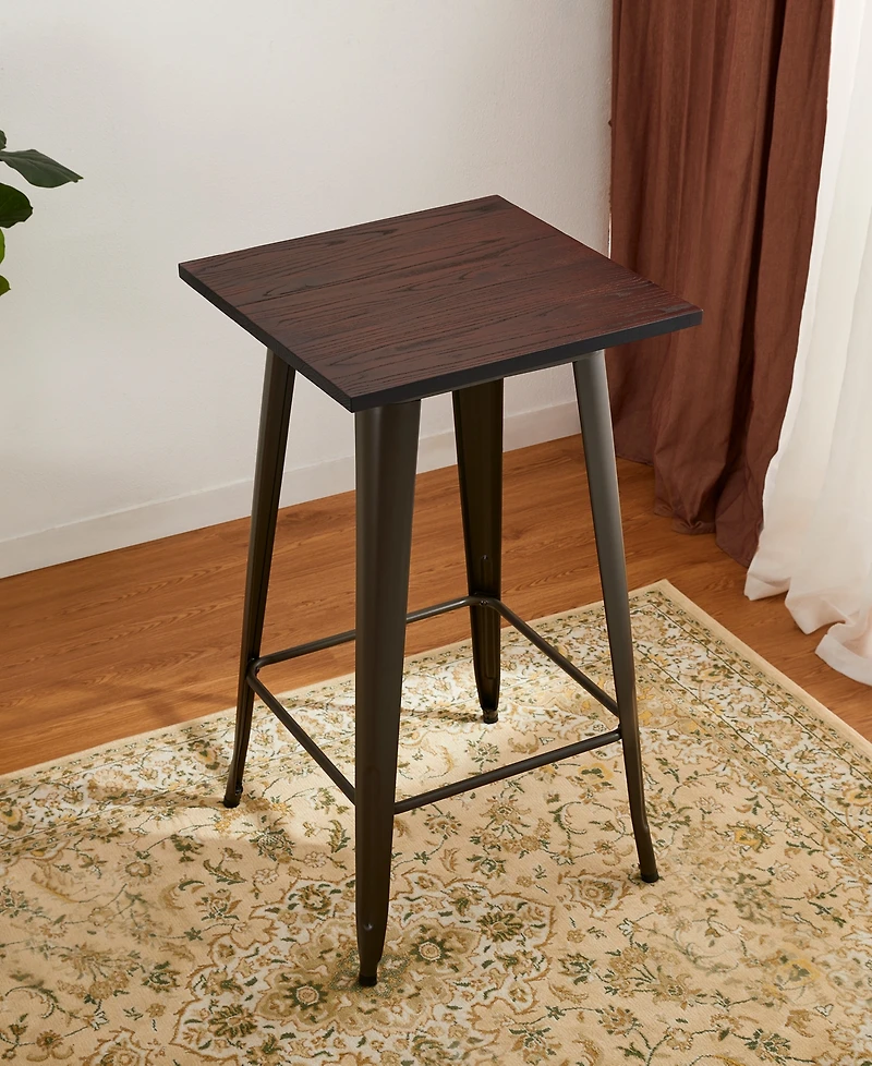 Glitzhome 41.25" Steel Square Elm Bar Table