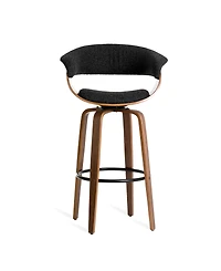 Glitzhome Mid-Century Modern Fabric Swivel Bar Stool, Set of 2