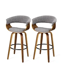 Glitzhome Mid-Century Modern Fabric Swivel Bar Stool, Set of 2