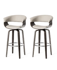 Glitzhome Mid-century Modern Leatherette Swivel Bar Stool, Set of 2