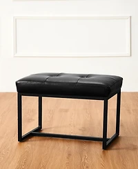 Glitzhome Modern Thick Leatherette Accent Stool, Set of 2