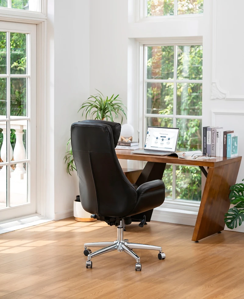 Glitzhome Mid-Century Modern 47.75" Leatherette High Back Office Chair