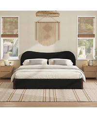 Streamdale Furniture Upholstered Platform Bed with Wood Supporting Feet