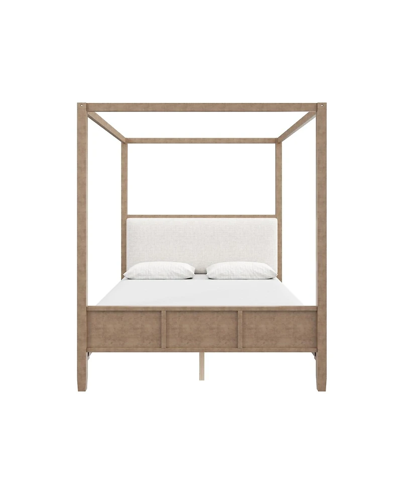 Streamdale Furniture Queen Wooden Canopy Platform Bed with Upholstered Headboard