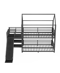 Streamdale Furniture metal House Bunk Bed with Storage Stairs Slide Safety Rails