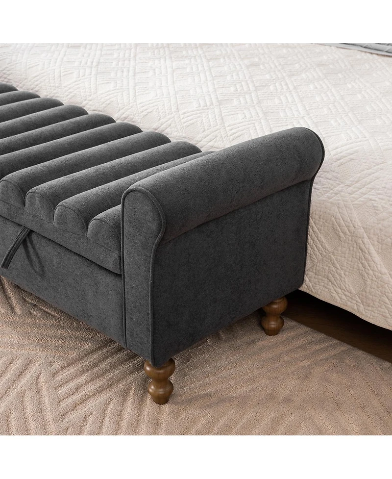 Streamdale Furniture 65.55'' Modern Upholstered Storage Bench with Rolled Arms