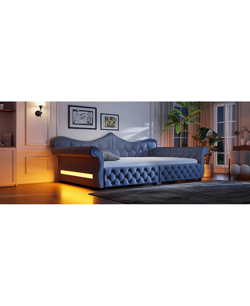 Streamdale Furniture Upholstered Led Daybed with Nailhead Trim
