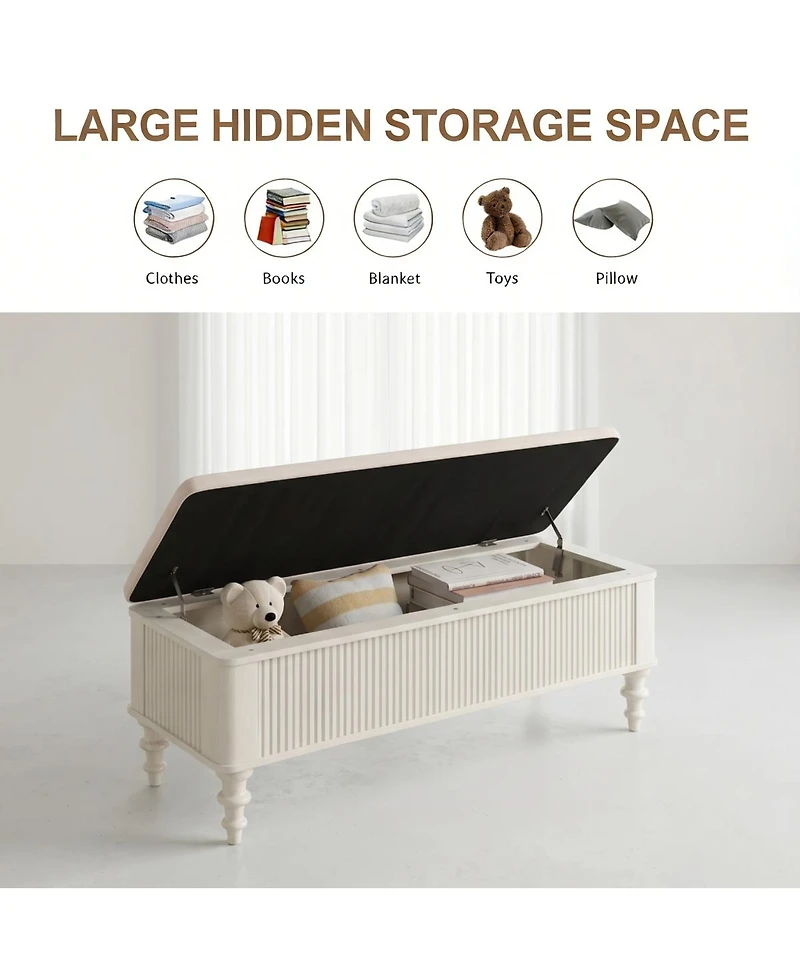 Streamdale Furniture 50.8-inch Multi-Functional Linen Storage Ottoman Bench