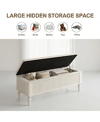 Streamdale Furniture 50.8-inch Multi-Functional Linen Storage Ottoman Bench