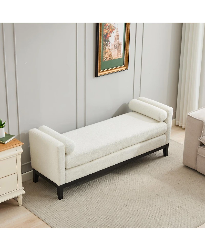 Streamdale Furniture 66.34''W Upholstered Bench with Wood Frame and 2 Bolsters
