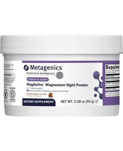 Metagenics Magactive Magnesium Night Powder Sleep Support Supplement Aids Healthy Sleep Wake Cycle 93 G Mixed Berry Flavor