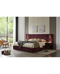 Streamdale King Size Velvet Upholstered Platform Bed with Vertical Channel Tufted Headboard