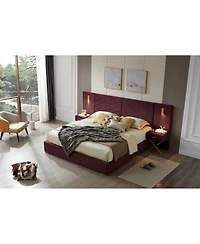 Streamdale King Size Velvet Upholstered Platform Bed with Vertical Channel Tufted Headboard