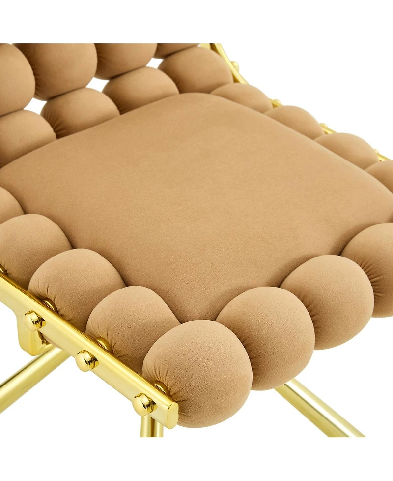 Streamdale Furniture Tufted Ball Backrest Swivel Chair with Gold Metal Legs