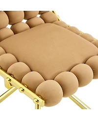 Streamdale Furniture Tufted Ball Backrest Swivel Chair with Gold Metal Legs