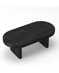 Streamdale Furniture Mid-Century Modern Oval Fluted Wood Coffee Table