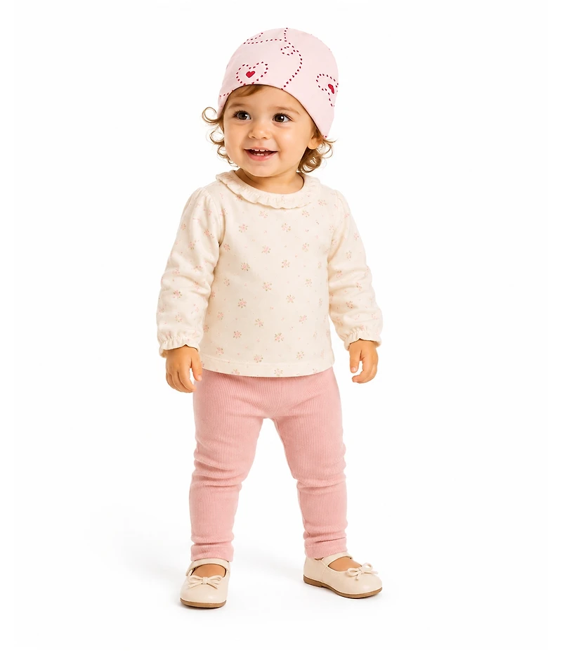 MeMoi Baby Girls 1M- 6M "Entangled Hearts" 100% Cotton Beanie