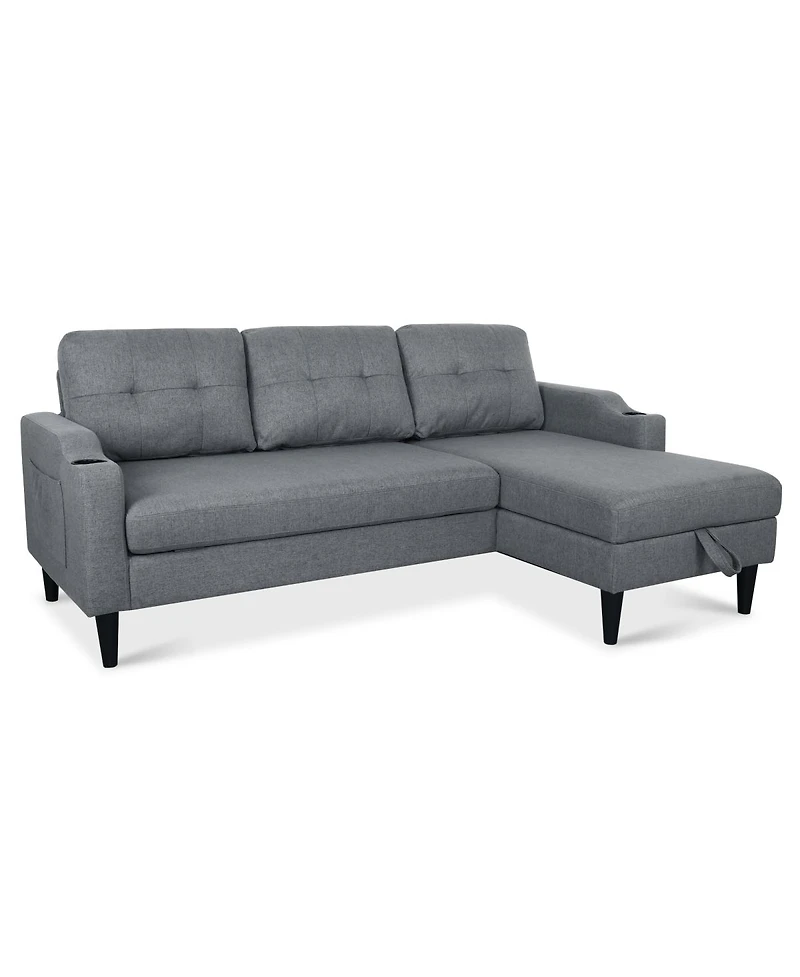 Streamdale Furniture 75'' Modern Fabric Sofa with Built-in Storage and Comfortable Pp Cotton Cushions