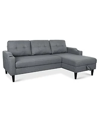 Streamdale Furniture 75'' Modern Fabric Sofa with Built-in Storage and Comfortable Pp Cotton Cushions