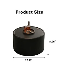 Streamdale Furniture Round Coffee Table with Tempered Glass Top and Hidden Storage